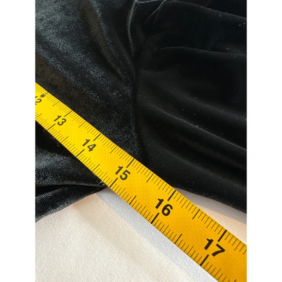 Abercrombie & Fitch Womens Y2K Black Velvet Long Sleeve‎ Crop Top Sz M Holiday - Picture 4 of 11